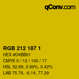 カラーコード: RGB 212 187 1 | qconv.com