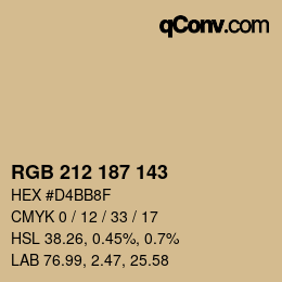Color code: RGB 212 187 143 | qconv.com
