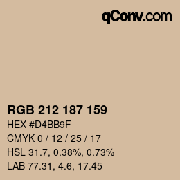 Color code: RGB 212 187 159 | qconv.com