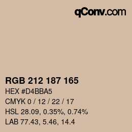 Color code: RGB 212 187 165 | qconv.com