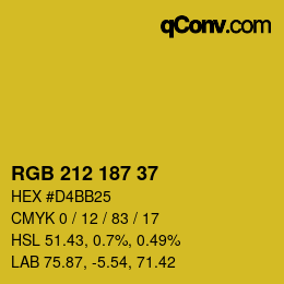Color code: RGB 212 187 37 | qconv.com