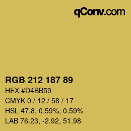 Color code: RGB 212 187 89 | qconv.com