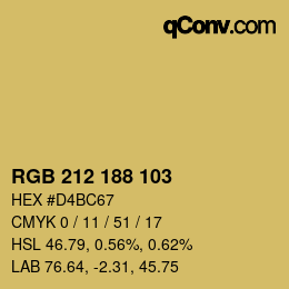 Color code: RGB 212 188 103 | qconv.com