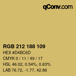 颜色代码: RGB 212 188 109 | qconv.com