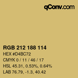 カラーコード: RGB 212 188 114 | qconv.com