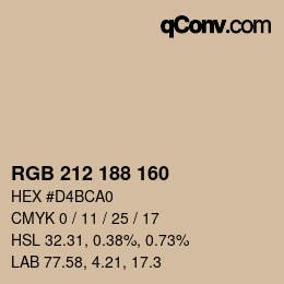 Color code: RGB 212 188 160 | qconv.com