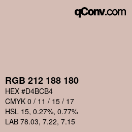 Color code: RGB 212 188 180 | qconv.com