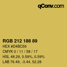 Color code: RGB 212 188 89 | qconv.com