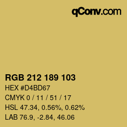 Color code: RGB 212 189 103 | qconv.com