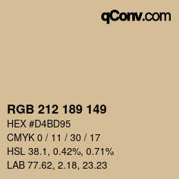 Color code: RGB 212 189 149 | qconv.com