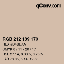 Color code: RGB 212 189 170 | qconv.com