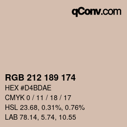 Color code: RGB 212 189 174 | qconv.com