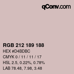 Color code: RGB 212 189 188 | qconv.com