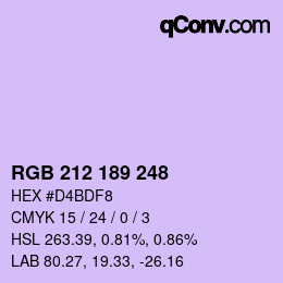 Color code: RGB 212 189 248 | qconv.com
