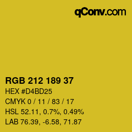 Código de color: RGB 212 189 37 | qconv.com