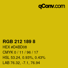 颜色代码: RGB 212 189 8 | qconv.com