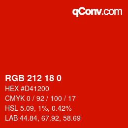 Farbcode: RGB 212 18 0 | qconv.com