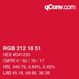 Color code: RGB 212 18 51 | qconv.com