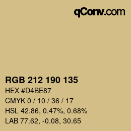 Color code: RGB 212 190 135 | qconv.com