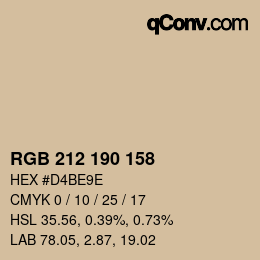 Color code: RGB 212 190 158 | qconv.com