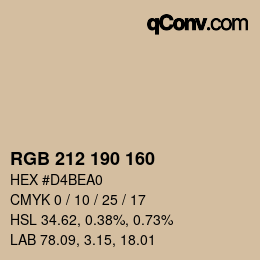 Color code: RGB 212 190 160 | qconv.com