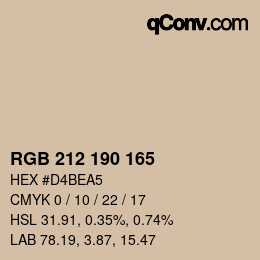 Color code: RGB 212 190 165 | qconv.com