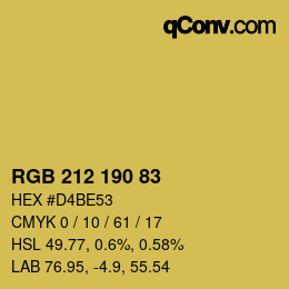 Color code: RGB 212 190 83 | qconv.com