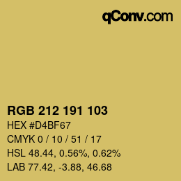 Color code: RGB 212 191 103 | qconv.com