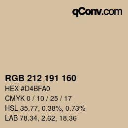 Color code: RGB 212 191 160 | qconv.com