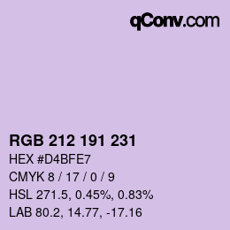 カラーコード: RGB 212 191 231 | qconv.com