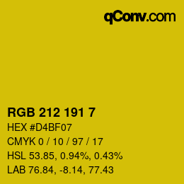 颜色代码: RGB 212 191 7 | qconv.com