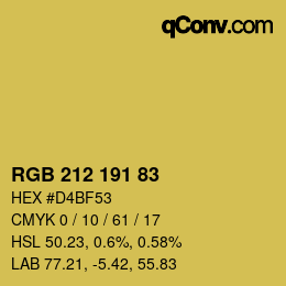 Color code: RGB 212 191 83 | qconv.com