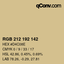 カラーコード: RGB 212 192 142 | qconv.com