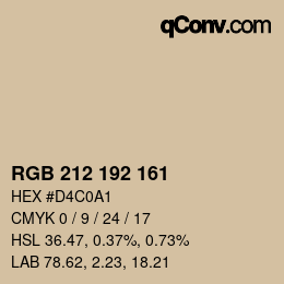 Código de color: RGB 212 192 161 | qconv.com