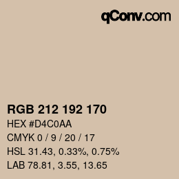 Color code: RGB 212 192 170 | qconv.com