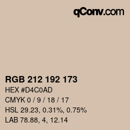 Color code: RGB 212 192 173 | qconv.com