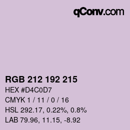 カラーコード: RGB 212 192 215 | qconv.com