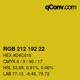 Color code: RGB 212 192 22 | qconv.com