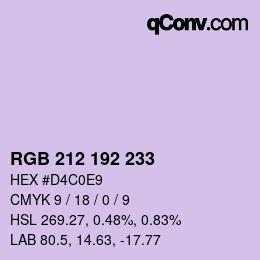 Código de color: RGB 212 192 233 | qconv.com