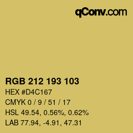 Code couleur: RGB 212 193 103 | qconv.com