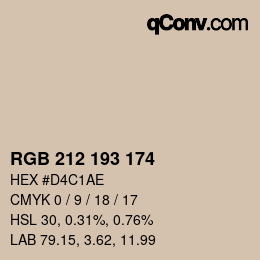 颜色代码: RGB 212 193 174 | qconv.com