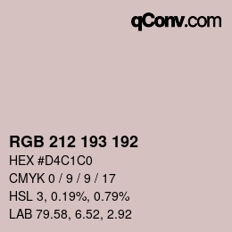 Color code: RGB 212 193 192 | qconv.com