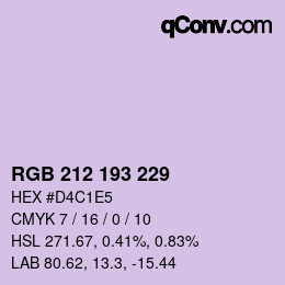 Color code: RGB 212 193 229 | qconv.com