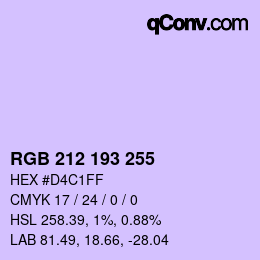 Color code: RGB 212 193 255 | qconv.com