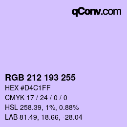 カラーコード: RGB 212 193 255 | qconv.com