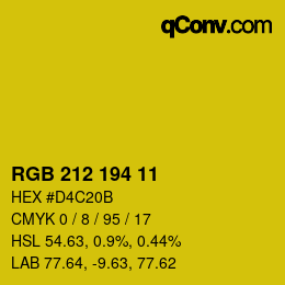 Color code: RGB 212 194 11 | qconv.com