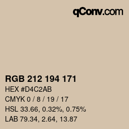 Color code: RGB 212 194 171 | qconv.com