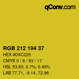 Color code: RGB 212 194 37 | qconv.com