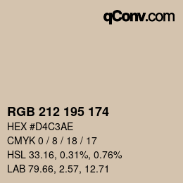 Color code: RGB 212 195 174 | qconv.com