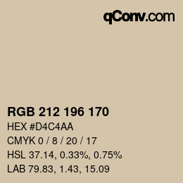 Color code: RGB 212 196 170 | qconv.com